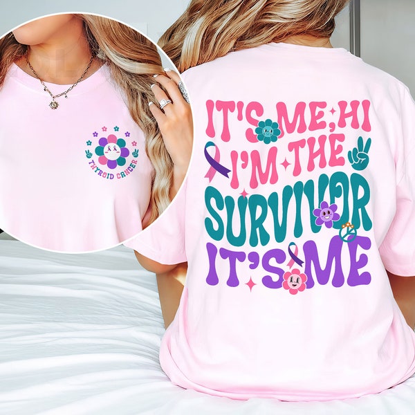 It's Me Hi I'm The Survivor Cancer Awareness Shirt, Retro Daisy Thyroid Cancer Shirts, Thyroid Cancer Warrior Shirt