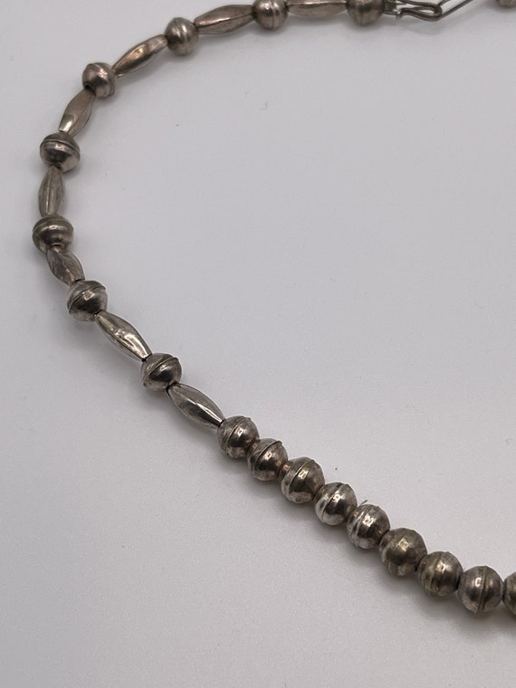 Vintage Sterling Silver Bead Necklace - image 2