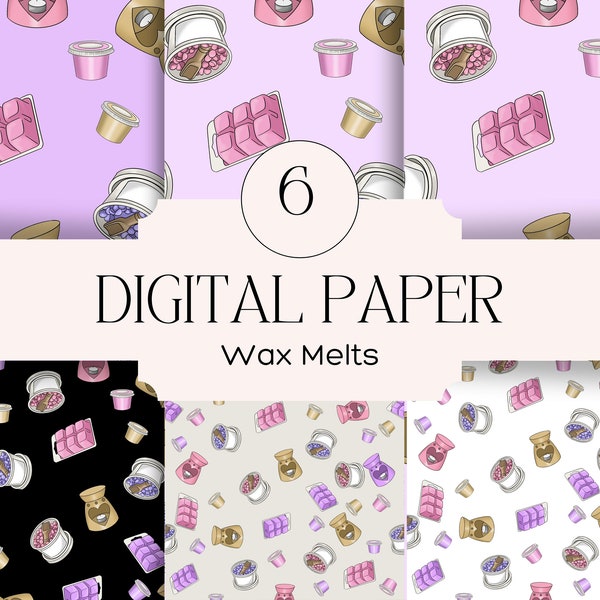 6x WAX MELT Seamless pattern. Seamless paper, wax burner, clamshell, digital download! Box print!