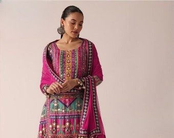 Indian Women Heavy  Muslin Kurti Plazzo Set, Rani Heavy  Muslin Print Suits, Women Salwar Suits, Kurta and Kurti Sets, Indian Women's Suits