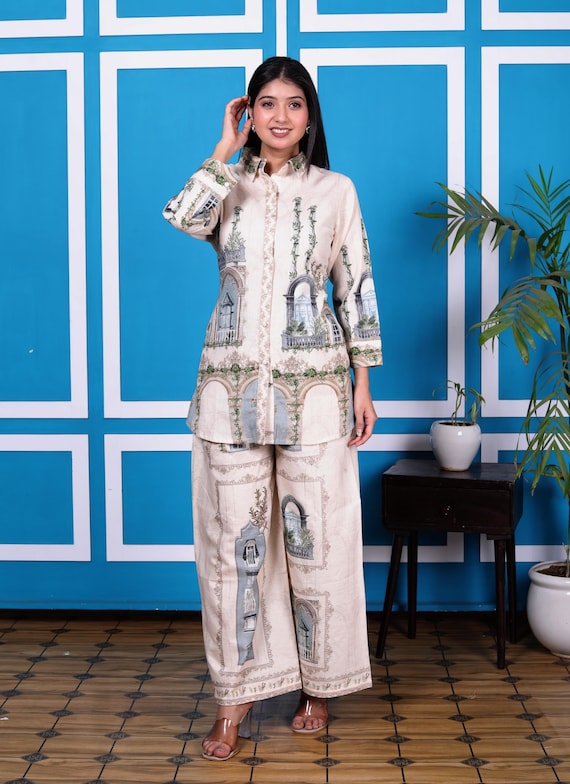 Printed Cord Set for Women: Stylish Two-Piece Outfit