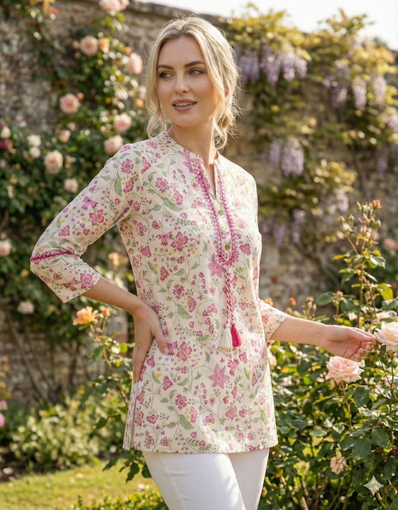 Floral Rayon Kurti | Women's Summer Tunic Top