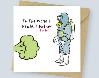 Funny Farter Father’s Day Card // Rude Dad Card from Kids or Partner // Greatest Farter Joke Card // Inappropriate Humour Card for Dad