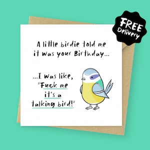 Little birdie funny Birthday card // Rude gift for her, for him