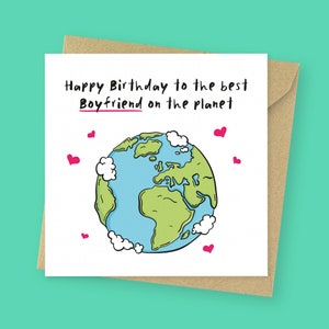 Best boyfriend on the planet Birthday card // birthday gift for him No, leave blank