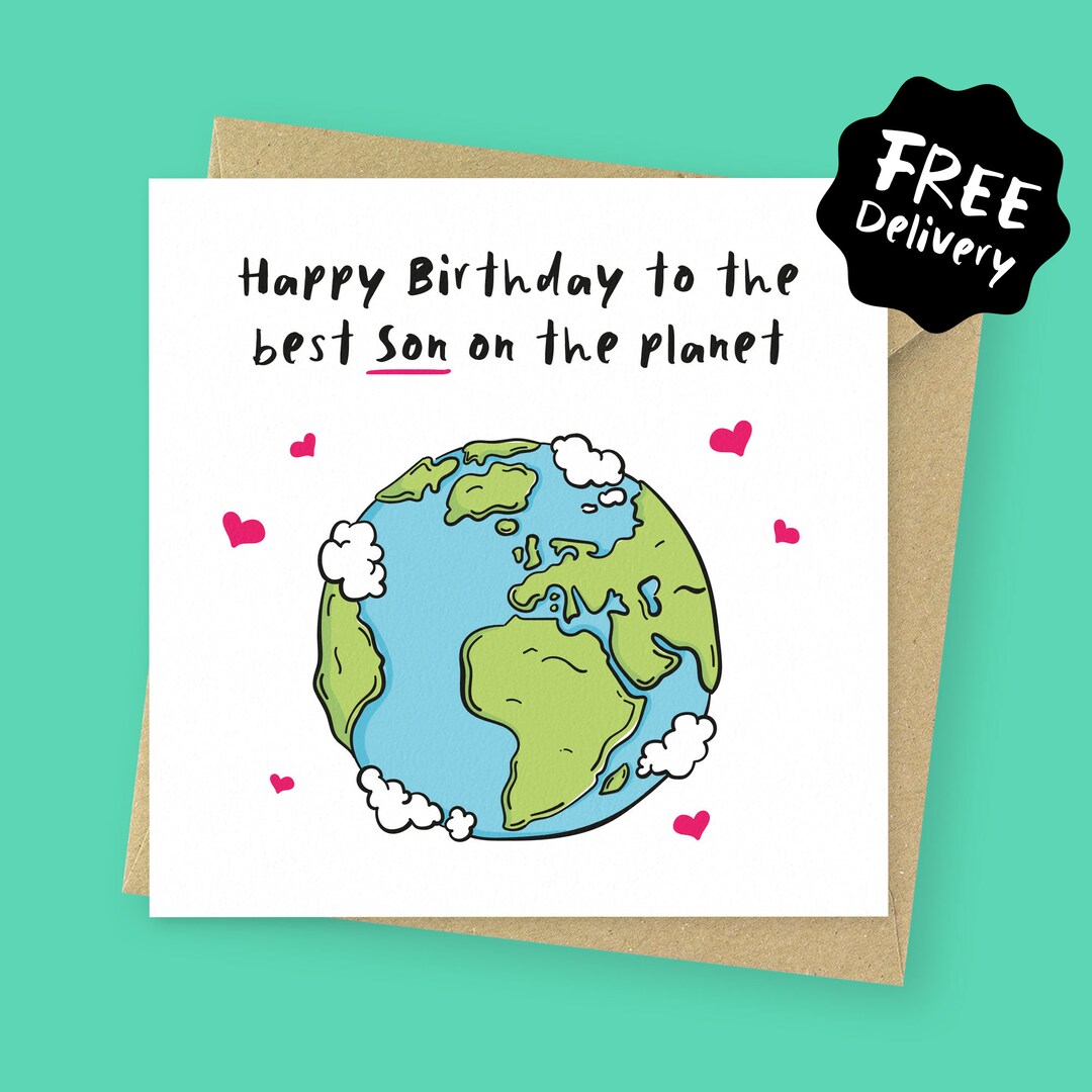 Best Son on the Planet Birthday Card // Birthday Gift for Him - Etsy UK