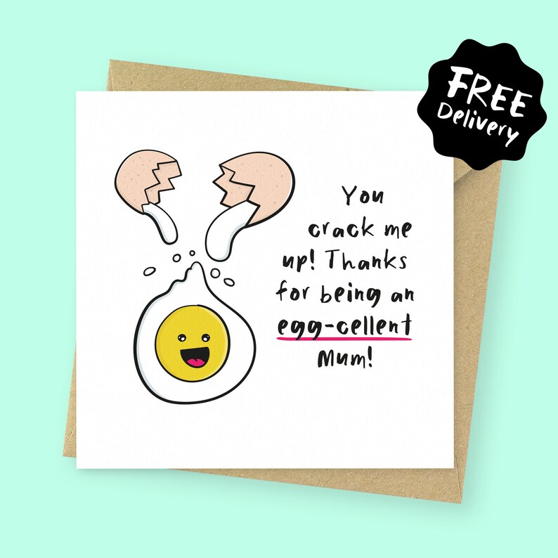 You crack me up funny Mother's Day card for mum // Cute Birthday card for mum image 1