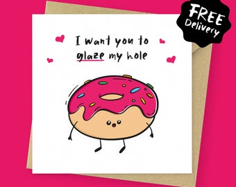 Donut rude Valentines card // Birthday card // Anniversary card for boyfriend, for girlfriend, for fiancé, for husband, for wife