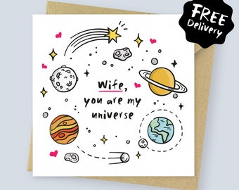 You are my universe Valentines card for wife // Birthday Card for wife // Anniversary card for wife