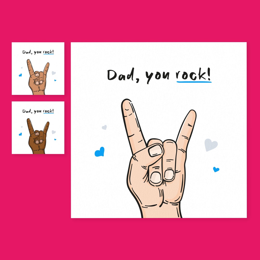 Dad You Rock Cute Father's Day Card for Dad // Funny Birthday Card for ...