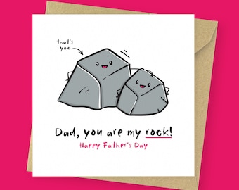 Dad you are my rock Fathers Day card // funny cute dad card from son or daughter