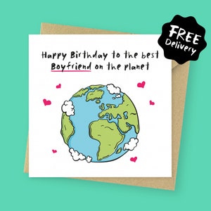 Best boyfriend on the planet Birthday card // birthday gift for him image 1