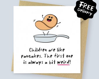 Children are like pancakes funny Mother's Day card for mum // Rude mothers day card for her