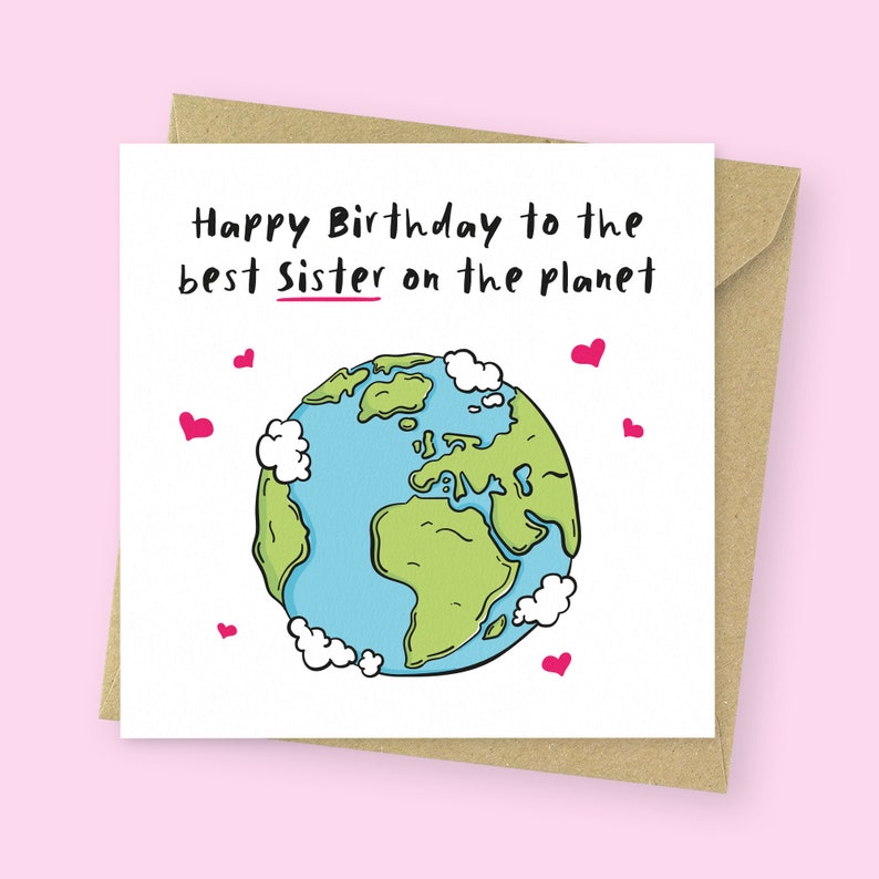 Best sister on the planet Birthday card // birthday gift for her image 2