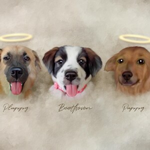 Custom Three Pet Portraits from Photo, Personalized Digital Pet Art, Pet Sympathy Gift, Memorial Gift for Pet Lovers