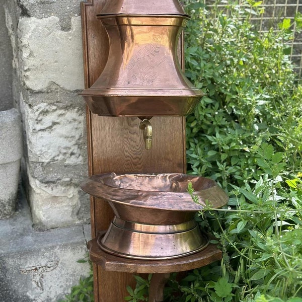 Handcrafted 19th Century Copper Wall Fountain