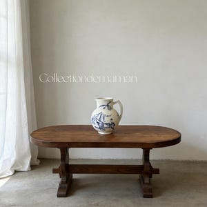 Mesa de centro estilo monasterio francés vintage, de madera maciza, estilo rústico de granja | Muebles de campo brutalistas franceses
