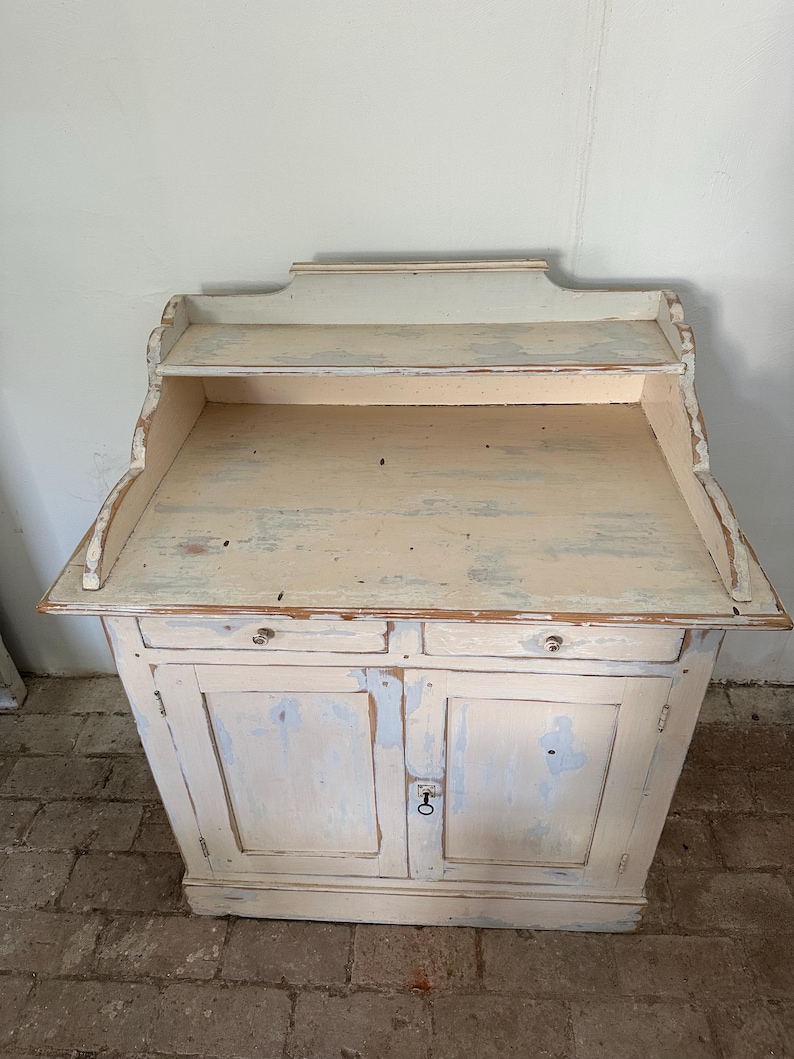 Vintage French Country Sideboard, Cream Painted Wood Cabinet, Rustic ...