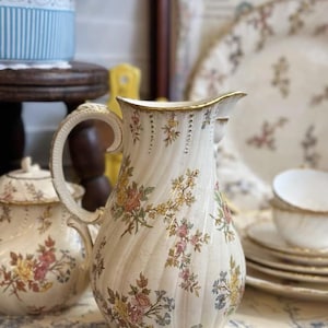 Antique Sarreguemines Louis XV tall pitcher