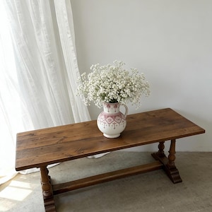 French Vintage Solid Oak Coffee Table, Rustic Country Farmhouse Low Table