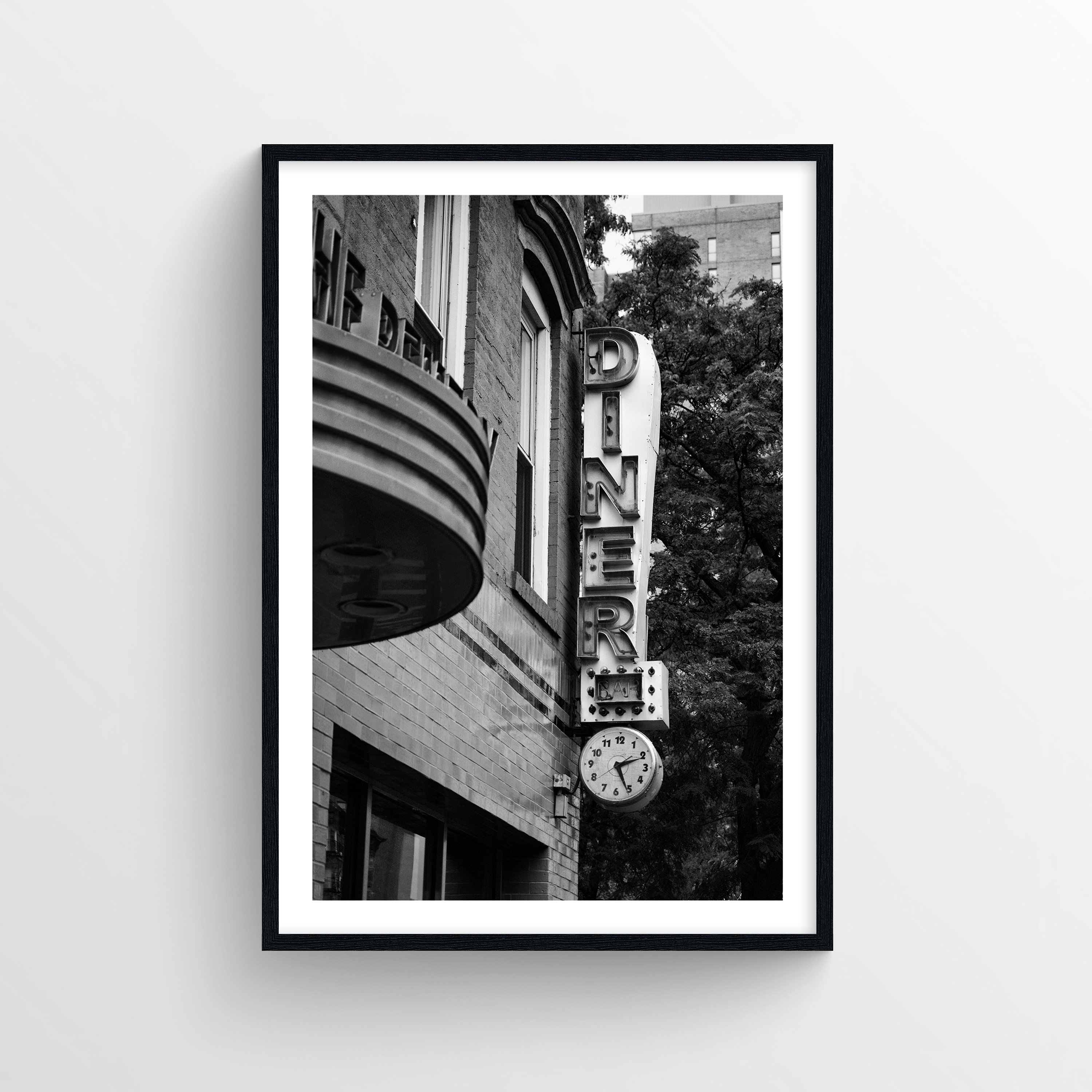American Diner Black and White Art Print