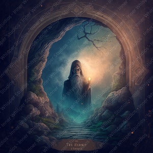 Tarot Card Wall Art, The Hermit, Digital Print Download - PNG and PDF (5x5, 8x8, 10x10, 12x12)