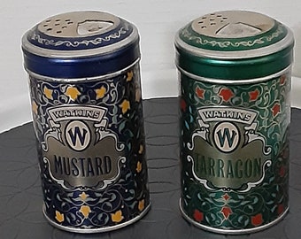 Vintage Watkins Spice Tins, Set of 2