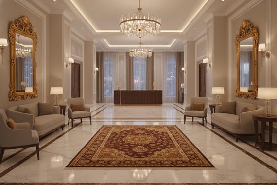 Hand-Tufted Red Persian Style Area Rug – Floral Medallion Carpet