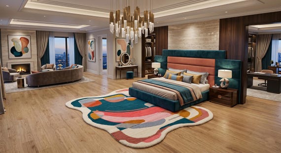 Abstract Irregular Area Rug 9x12 ft 8x10ft Contemporary Tufted Carpet Artistic Living Room Decor