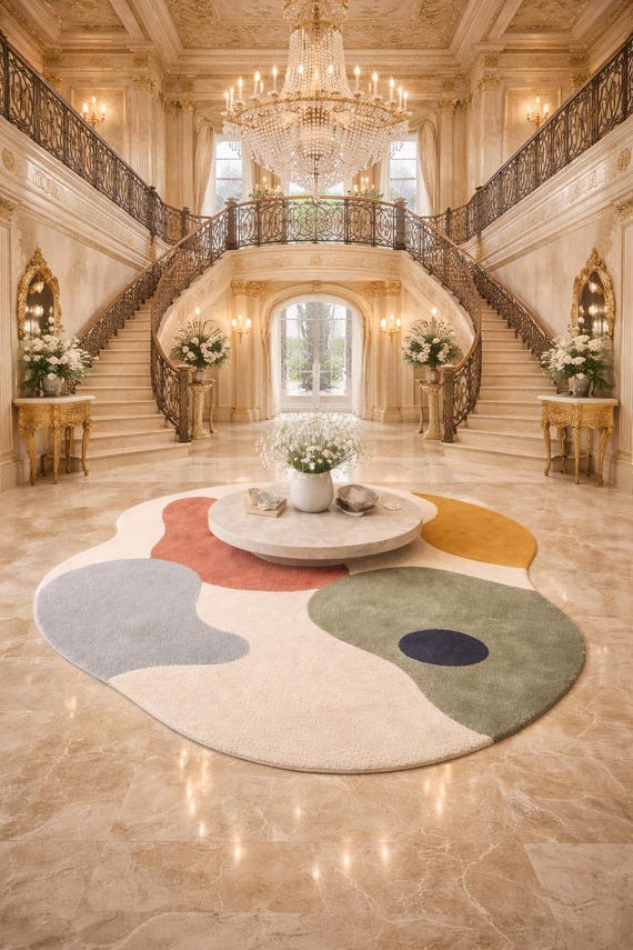 Hand Tufted Wool Rug: Organic Abstract Modern Luxury Carpet