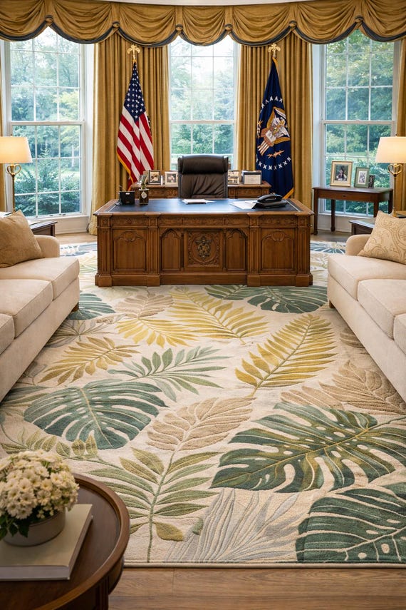 Hand Tufted Wool Area Rug | Tropical Leaf Botanical Design