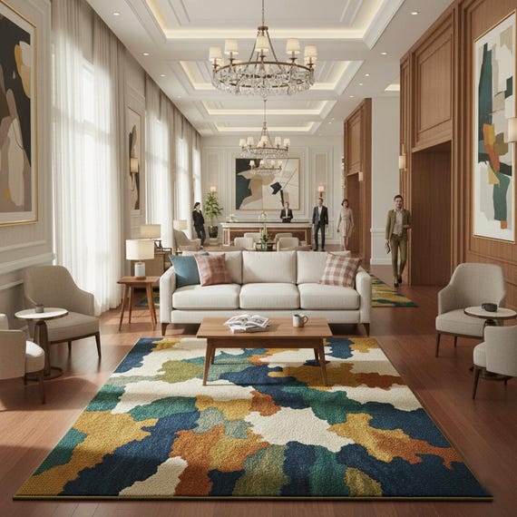 Hand-Tufted Wool Area Rug – Modern Abstract Design