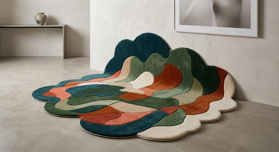 Hand Tufted Wool Area Rug Modern Abstract Organic Shape Contemporary Living Room Decor 9x12