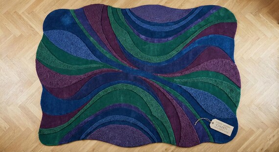 9x12 ft 8x10 ft Hand Tufted Wool Rug – Modern Abstract Colorful Plush Carpet