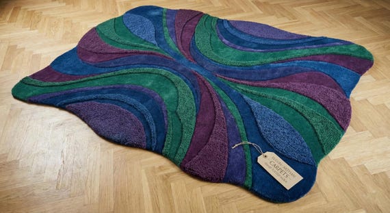 Hand Tufted Wool Rug – Modern Abstract Colorful Plush Carpet