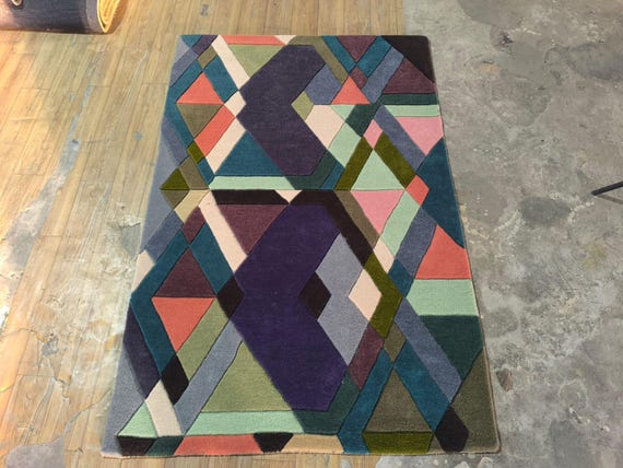 Hand Tufted Wool Rug – Modern Geometric Abstract Area Carpet