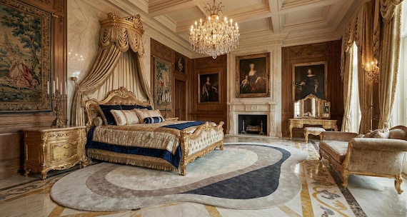 Hand Tufted Wool Rug, Irregular Abstract Area Carpet, Beige Blue Designer Home