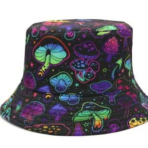 Physchadelic Festival Rave Mushroom Trippy Shrooms Bucket Hat Reversible Adult