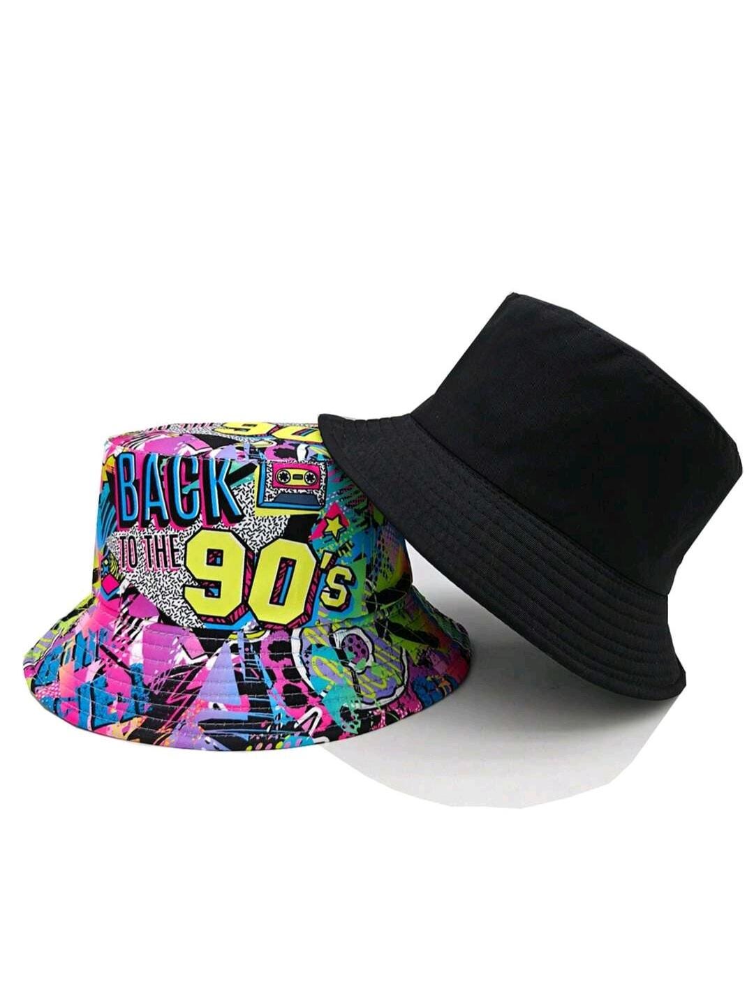 帽子 VINTAGE HATS 6 SETS Back to the 90s Festival Rave Reversible Bucket Hat Adult