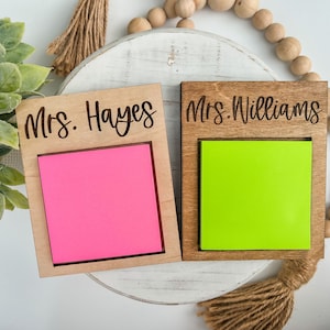 Post It Note Holder, Personalized Gift, Engraved Gift, Teacher Gift, Office Gift, Sticky Note Holder