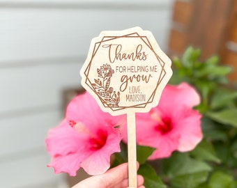 Thank You For Helping Me Grow, Teacher Plant Stake, Teacher Gift, Teacher Appreciation, Teacher Appreciation Gift, Plant Gift