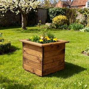 Charles Taylor Country Large Square Wooden Garden Planter L475xW475xH395mm