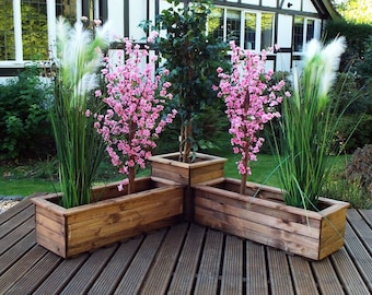 Charles Taylor Country 3 Piece Wooden veg trough planter set.