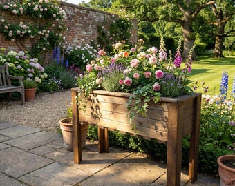 Charles Taylor Wiltshire Extra Large Jumbo Raised Wooden Garden Veg Trough W1090xL410xH720mm