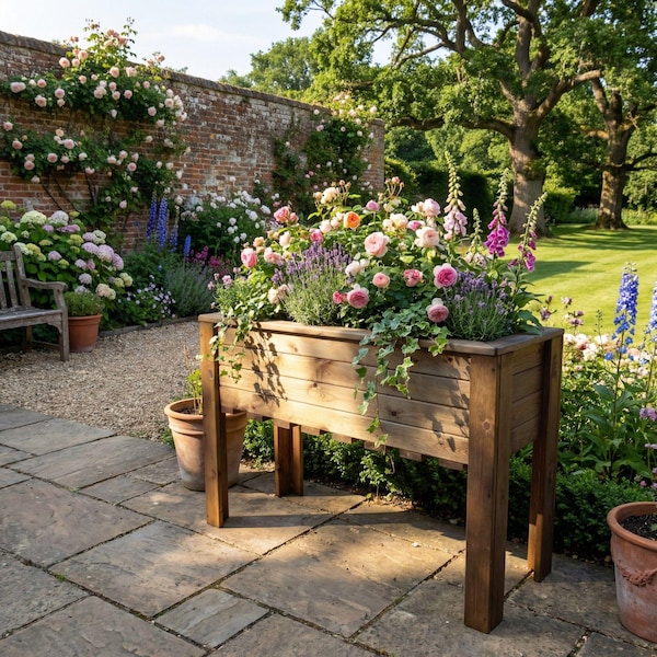 Charles Taylor Wiltshire Extra Large Jumbo Raised Wooden Garden Veg Trough W1090xL410xH720mm