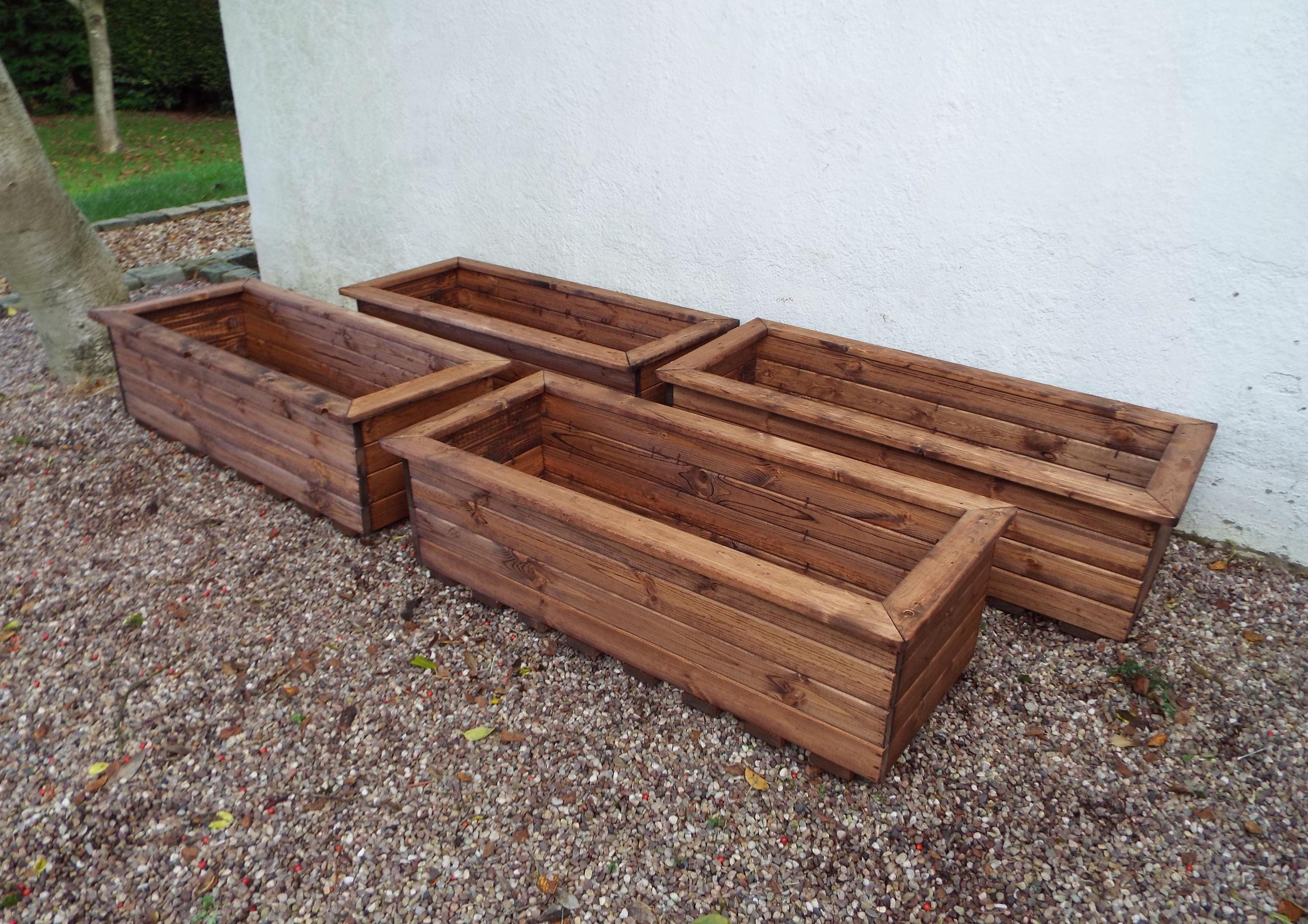 Charles Taylor 4 Piece Country Large Rectangular Trough - W830xL410xH320mm, Wooden Planter