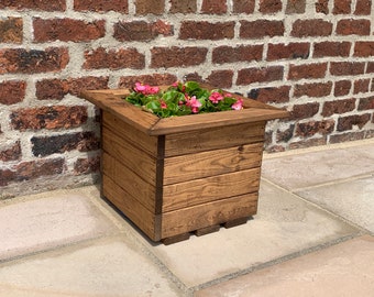 Charles Taylor Regular Decorative Wooden Cube Planter Square Garden FlowerPot 41cm