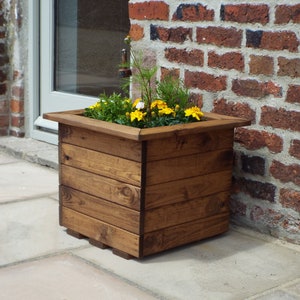 Charles Taylor Large Square Wooden Garden Planter L470xW470xH390mm