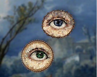 Victoriaanse Lovers oog broche, boze oog broche, kralen broche, Dark Academy Jewelry