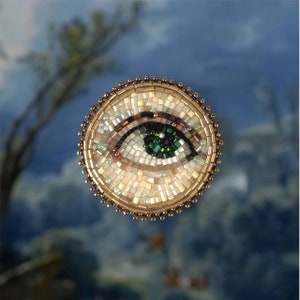 Broche de ojos de los amantes victorianos, broche de mal de ojo, broche con cuentas, joyería de la Academia Oscura imagen 5